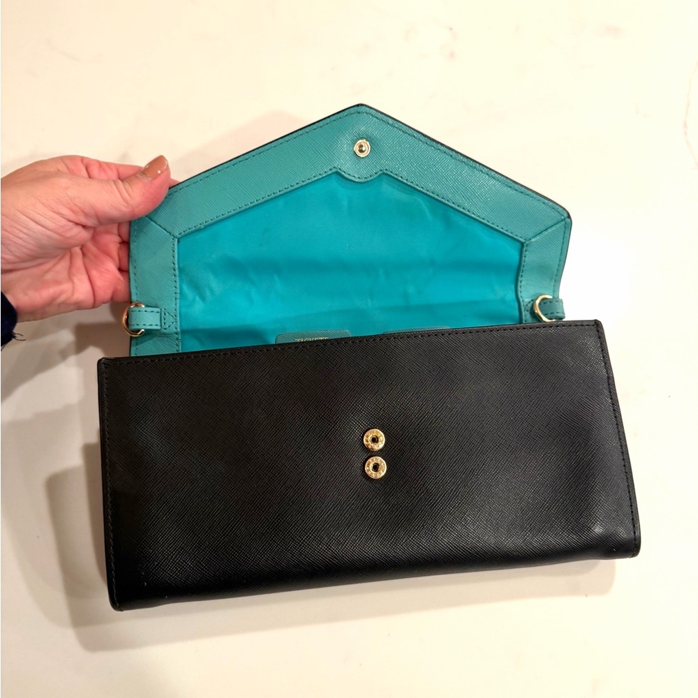 TORY BURCH•black saffiano leather envelope travel organizer clutch bag - Picture 11 of 11